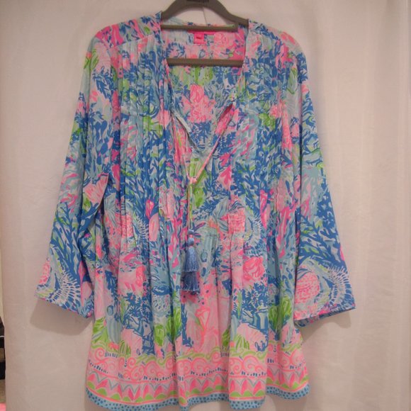 Lilly Pulitzer Tops - Lilly Pulitzer M Marlina Tunic Top Fished My Wish